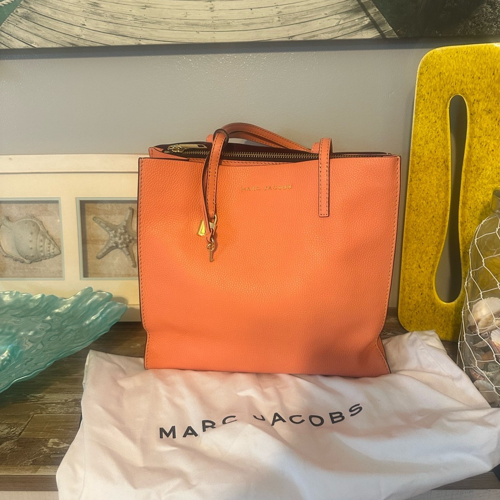 Marc Jacobs Orange Structured Leather Tote